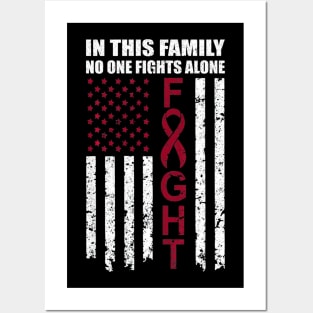 No One Fights Alone Multiple Myeloma Awareness US Flag Shir Posters and Art